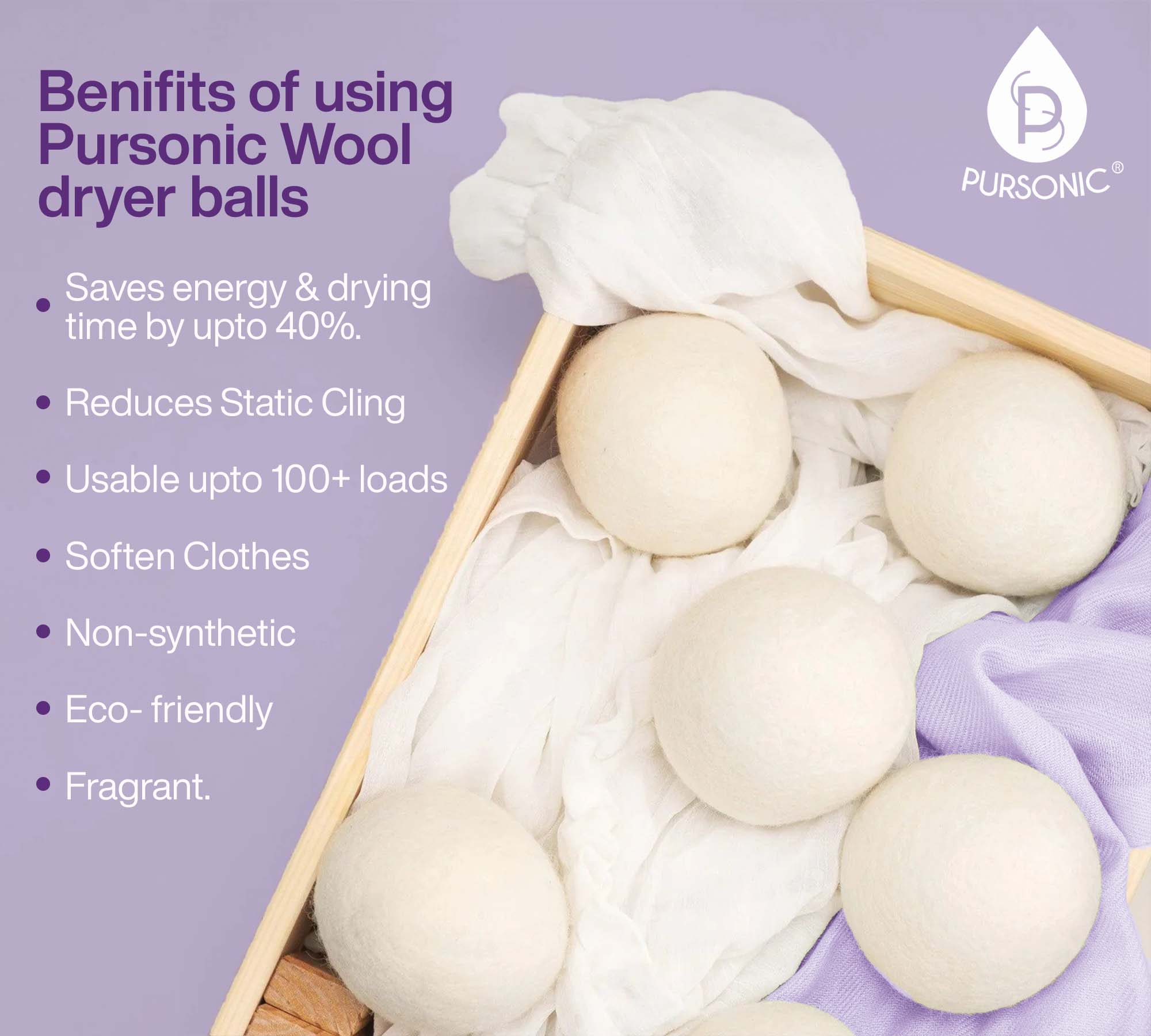 Wool Dryer Balls Bundle - Reusable Laundry Balls Made from Pure New Zealand Wool - Includes Lavender & Peppermint Oils-2