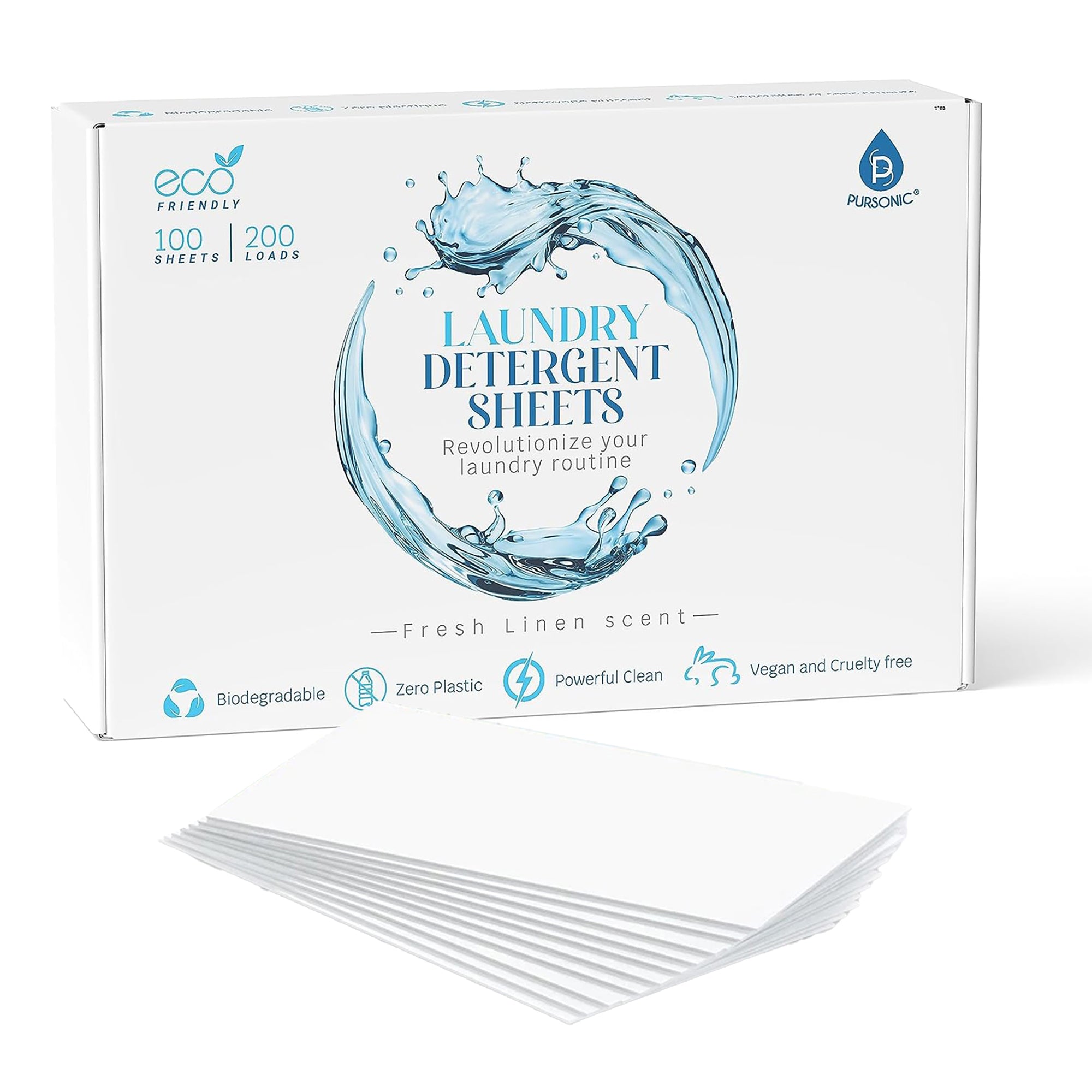 Natural Laundry Detergent Sheets, Eco Friendly– Fresh Linen Scent-2