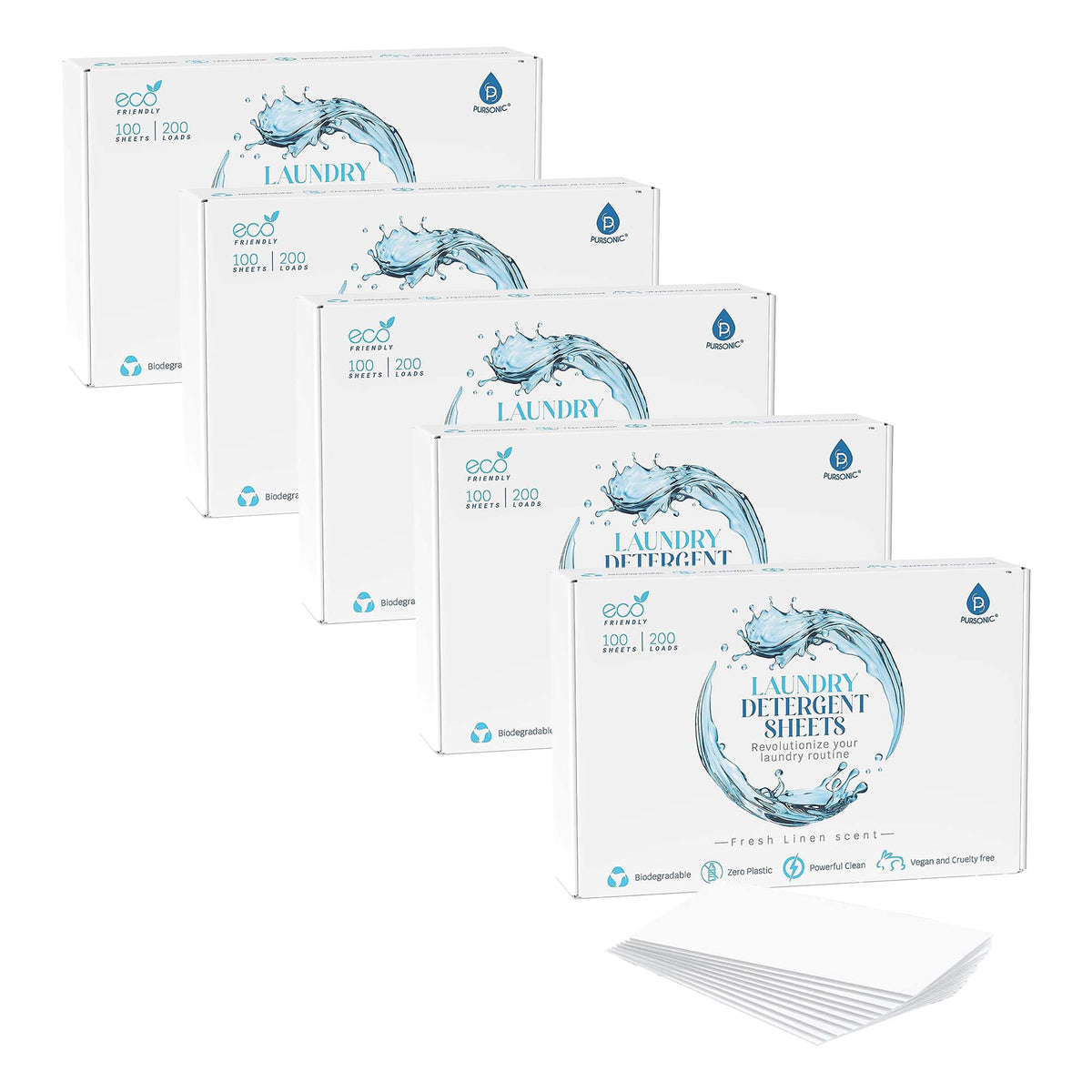 Natural Laundry Detergent Sheets, Eco Friendly– Fresh Linen Scent